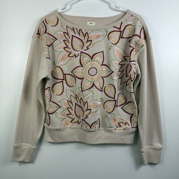 Anthropologie Tiny Helena Embroidered Floral Pullover Sweatshirt XS Bohemian - Picture 2 of 12